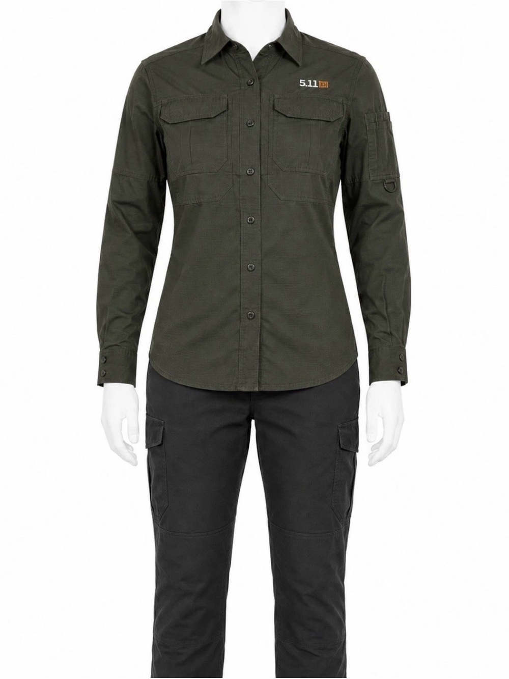 5.11 Tactical Women’s M Olive Green Ripstop Utility Long Sleeve Shirt 62070
